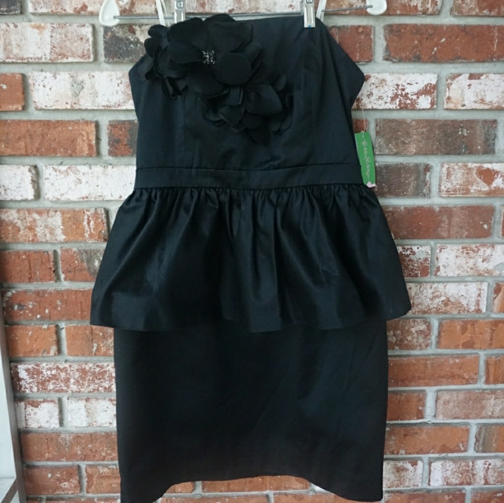 Lilly Pulitizer Black Flower Polyester Dress